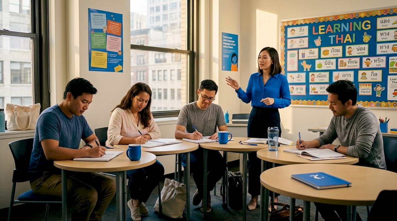 Adult learners in Thai language classroom