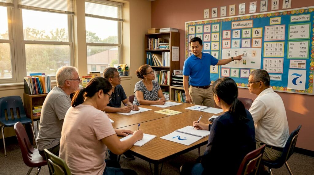 Adult Thai language class in session