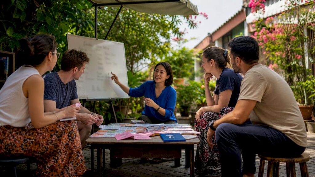 Thai classroom group discussion activity