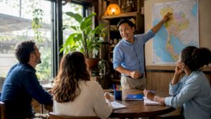 Thai language class with instructor and students