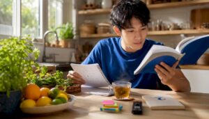 Young learner studying Thai at home