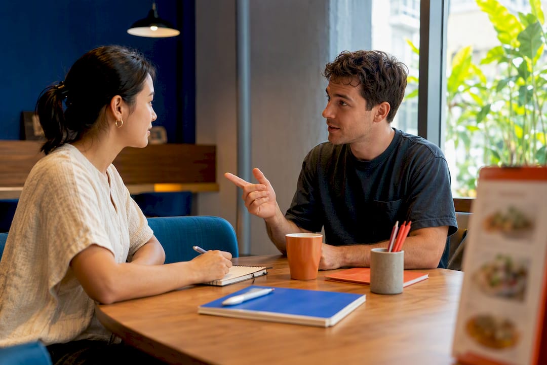 Adult learners practising Thai conversation